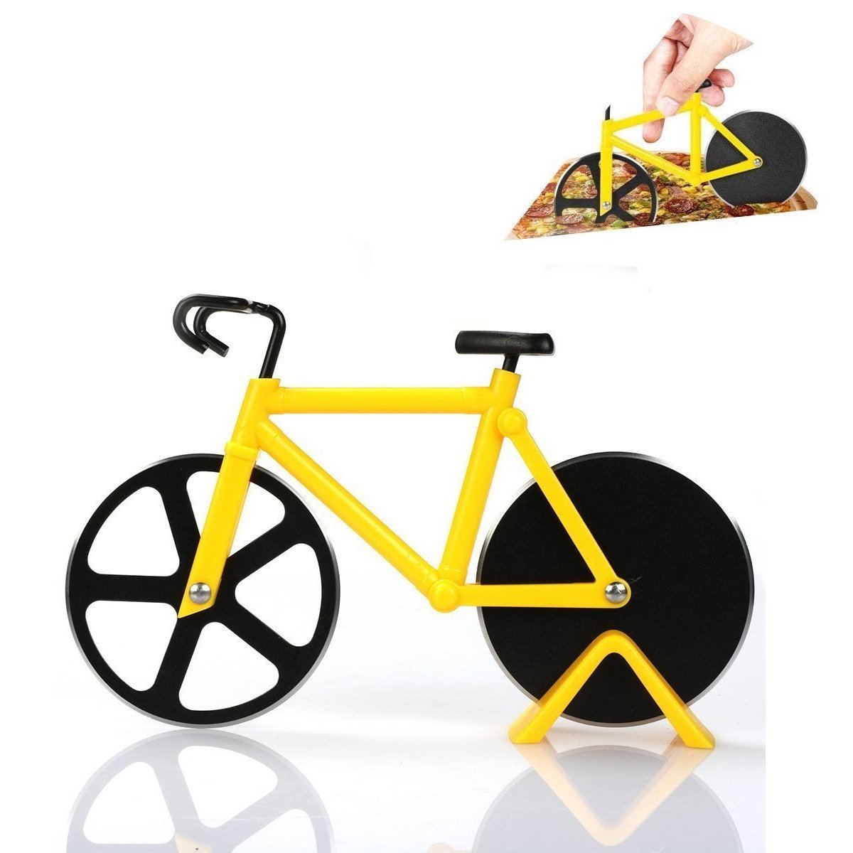 Stainless steel Bicycle shape Unbreakable Handle Pizza cutter | Pastry Cutter | Pizza Slicer with Grip on Handle and Stainless Steel Blade (1 Pc) Stainless steel Bicycle shape Unbreakable Handle Pizza cutter | Pastry Cutter | Pizza Slicer with Grip on Handle and Stainless Steel Blade (1 Pc)